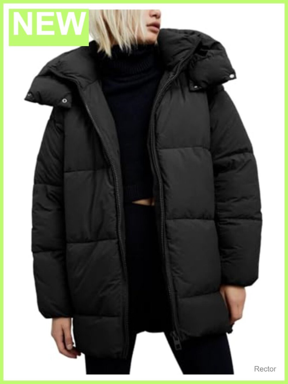 Gihuo Women's Quilted Puffer Coat Hooded Oversized Mid-Length Down Jacket